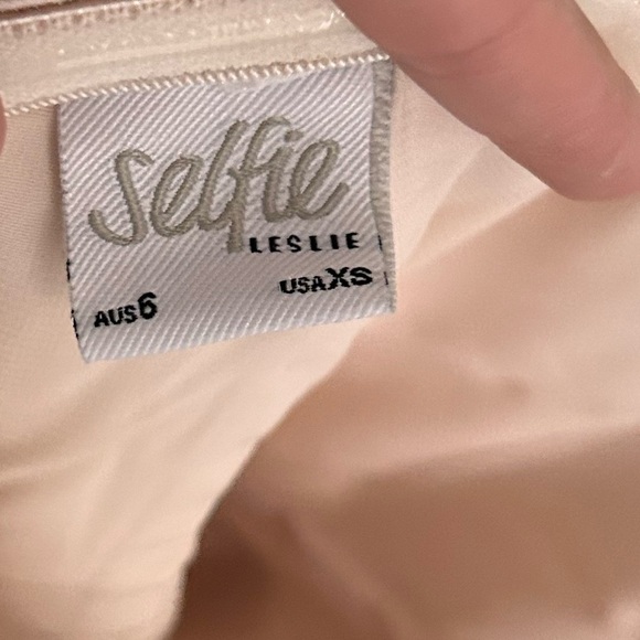 Selfie Leslie DOLCE VITA COWL BUST SATIN CHIC STRAPLESS MIDI DRESS CHAMPAGNE - Picture 10 of 13